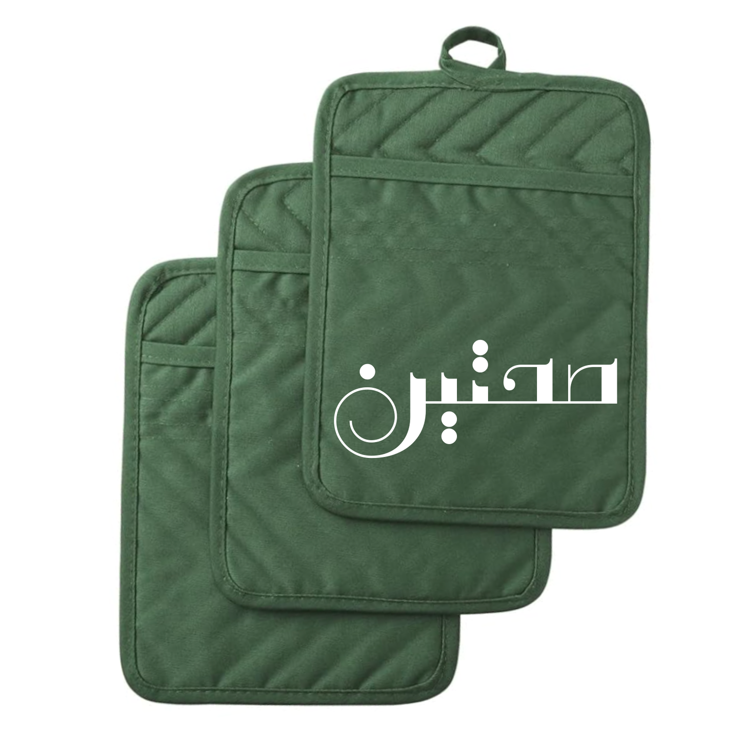 Saḥtain Pot Holders (Pack of 2) – Arabic Kitchen Design Meaning “Enjoy Your Meal”