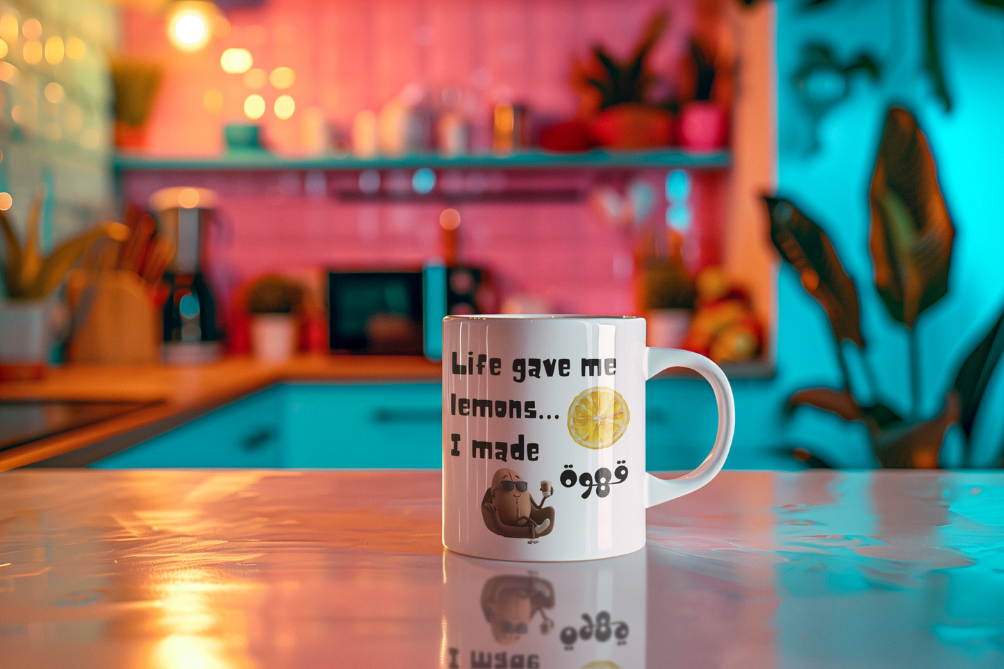“Life Gave Me Lemons, I Made قهوة” Funny Arabic Coffee Mug