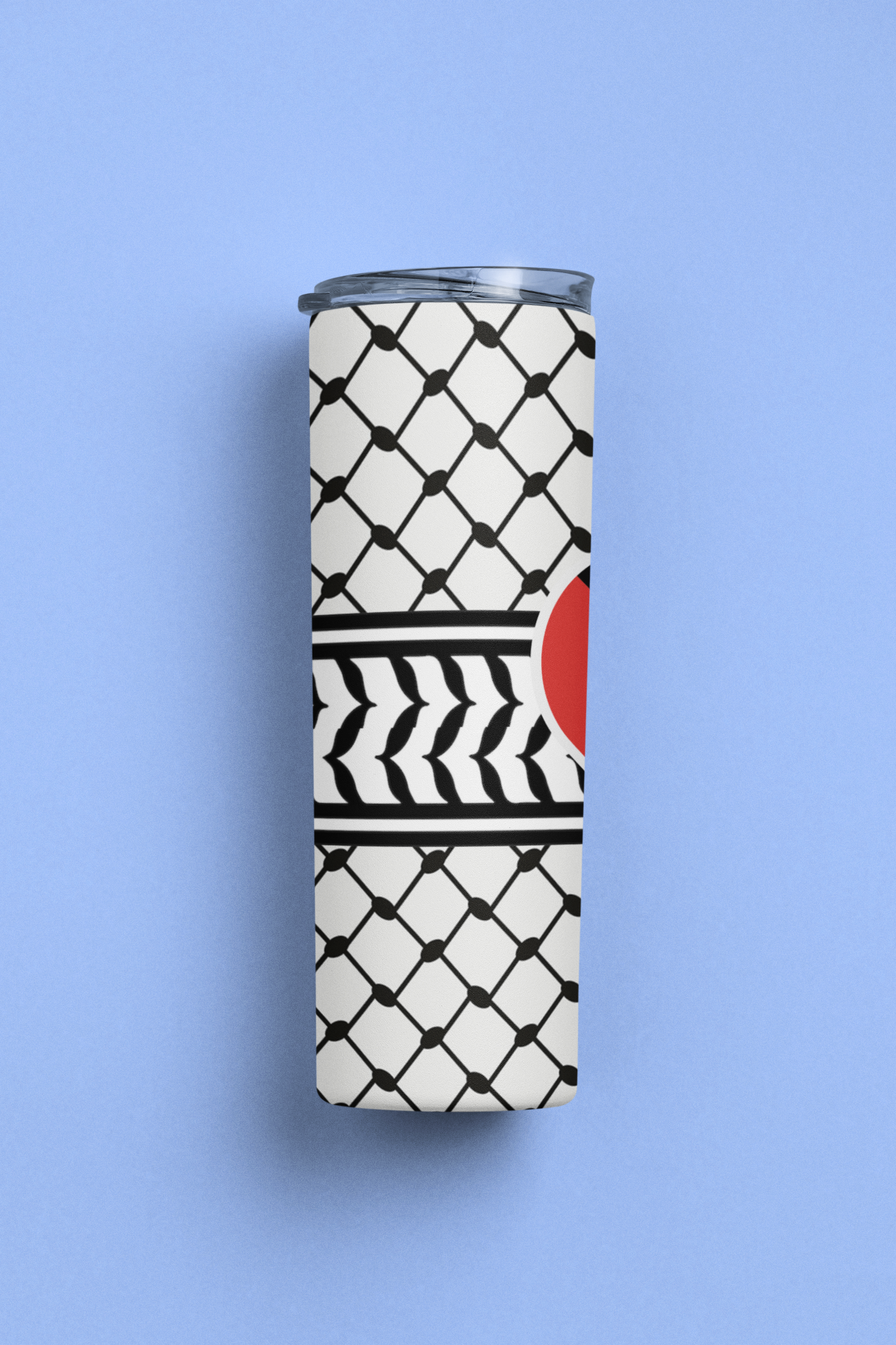 Personalized Palestinian Heart & Keffiyeh 20oz Skinny Tumbler – Double Wall Insulated